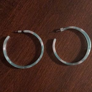 Clear/teal small hoops